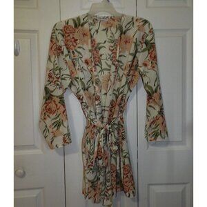Calvin Klein M Floral Short Kimono Robe Long Sleeve